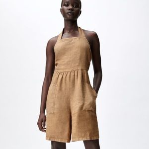 NWT Zara | Linen jumpsuit romper with bows